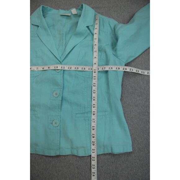 Chico's Jacket Womens Size 1 Blue Pockets Light Weight 3 Buttons - Picture 8 of 8